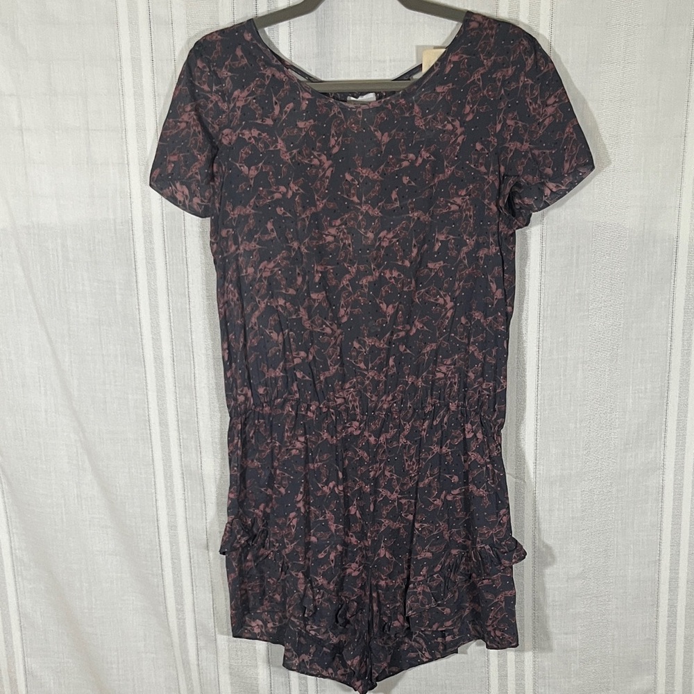 Free People Floral Romper Navy Dusty Rose Boho Festival Size SP